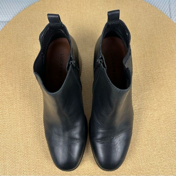 Lucky Brand | Women’s Black Leather Debruh Bootie Ankle Boots | Size 7.5 - Picture 5 of 10